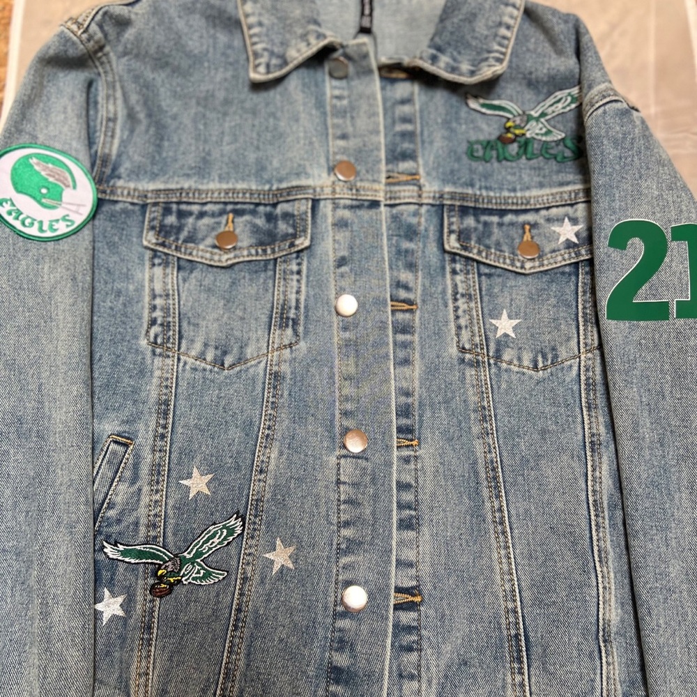 Custom Philadelphia Eagles Jean Jacket - Picture 2 of 2